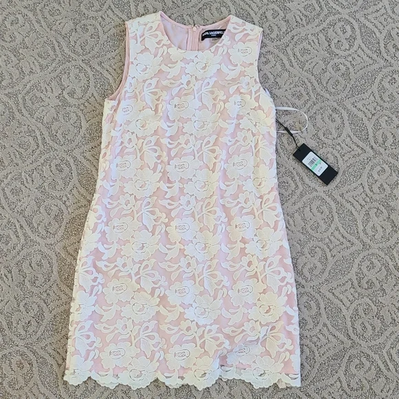 chinese dress ladies Karl Lagerfeld Pink Sleeveless Lace Dress – Northside Cellar main image 0